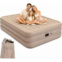 Markenlos Queen-Size-Luftmatratze mit integrierter Pumpe, 45,7 cm hoch, langlebige aufblasbare Matratze mit Aufbewahrungstasche