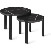Vicco Couchtisch-Set Norin Schwarzer Marmor/Schwarz 60 x 60 cm, Model 61835