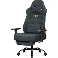 Songmics Gaming Stuhl aus WildKunstleder mit Fußstütze und 4D-Armlehnen, bis 200 kg, 72 x 72 x (125-135) cm, Grau