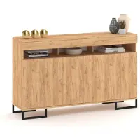 Euro Style Große Kommode Fernsehschrank LUNA 3D Golden Craft Eiche/Golden Craft Eiche 120cm