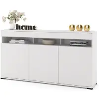 Euro Style Große Kommode Fernsehschrank LUNA 3D Weiß Matt/Weiß Matt 120cm