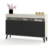 Euro Style Große Kommode Fernsehschrank LUNA 3D Kaschmir/Schwarz 120cm