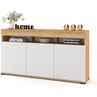 Euro Style Große Kommode Fernsehschrank LUNA 3D Golden Craft Eiche/Weiß Matt 120cm