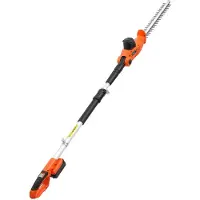 Vevor Akku-Heckenschere, 20V Elektroschneidegerät-Set mit 457,2 mm doppelklingigem Stahlmesser, teleskopischer Ausleger (187,5–238,5 cm) für hohe Äste (inklusive 2,0 Ah Akku und Schnellladegerät)