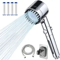 Sonstiges Duschkopf mit 15-Stufen Wasserfilter, 4 Strahlarten, Stopptaste, Massagefunktion, Silber