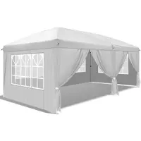 Sonstiges Faltpavillon 3 x 6 m, Wasserdicht, Sonnenschutz, Weiß mit 4 Seitenwänden