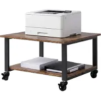 Relaxdays Druckertisch mit Rollen, 2 Ebenen, HxBxT: 32 x 50 x 50 cm, Rolltisch für Drucker, Druckerhalter, braun/schwarz