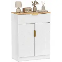 HOMCOM Sideboard mit Schublade und verstellbarem Regal, Weiß