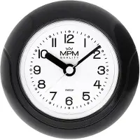 MPM -Quality Wanduhr Bathroom clock rund 135 mm Kunststoff Schwarz