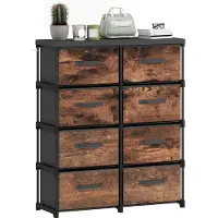 HOMCOM Kommode mit 8 Schubladen, Vintage Braun, Schlafzimmer
