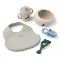 Liewood - Mileah Baby Mealtime Set - Dino Roar / Dove Blue - One Size