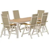 Ebuy24 Break Gartenset Tisch 90x200 cm Natur 6 Stühle beige.