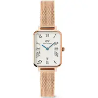 Daniel Wellington Quadro 20x26 rö mische Ziffern, Datum, Melrose, Weiß /Rosé gold, DW00100860