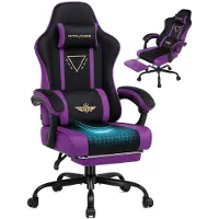 GTPLAYER Gaming Stuhl Ergonomischer Gaming Sessel Schreibtischstuhl mit Stoffoberfläche, Federsitzkissen, Verbindungsarmlehnen und Fußstütze 150KG, li