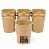 Spies Online Pappbecher 240 ml – 12 Stück – Kaffeebecher für heiße und kalte Getränke – Einwegbecher für Feiern, Büro und Veranstaltungen – Braun