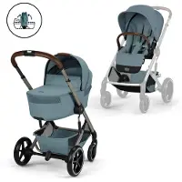 Cybex BALIOS S Lux Kombikinderwagen mit Falt-Liegewanne, Stormy Blue