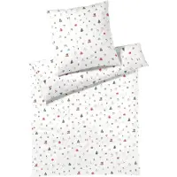 Elegante Soft-Flanell Bettwäsche Joyful weiß 135x200 cm + 80x80 cm