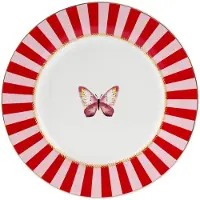 Clayre & Eef Dessertteller in Weiß/ Rot - Ø 19 cm - onesize