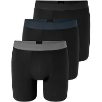 Schiesser Herren Boxershorts, 3er Pack - Long Shorts, Logobund, Baumwoll-Stretch