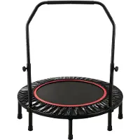 FOXSPORT Fitness Trampolin, Mini Trampolin mit Haltegriff, Faltbar, Ø 120 cm, bis 100 kg, Schwarz/Rot
