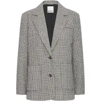 Ichi Wintermantel "Damen Jacke IHLUBANA", Damen, Gr. 34, grau (grau check), Obermaterial: 100% Polyester PES., Mäntel Wintermantel