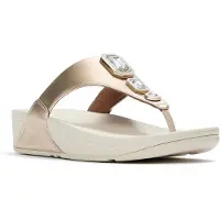 Original Brands FitFlop Lulu Metallic Zehenstegsandalen mit auffälligen Kristallen GOLD 43