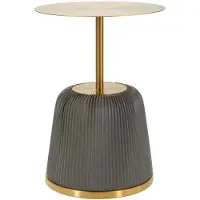 Mauro Ferretti Beistelltisch Egle Grau Gold Ø40x55 cm Metall PU