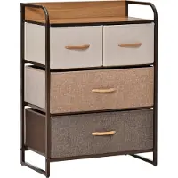 HOMCOM Kommode Schrank mit 4 Schubladen aus Leinen, Metallrahmen, 58x29x78,5cm