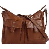 Spikes & Sparrow Umhängetasche "Damen echt Leder", Damen, Gr. B/H/T: 32cm x 23cm x 11cm onesize, braun (cognac), Leder, Taschen Umhängetasche, echt Leder