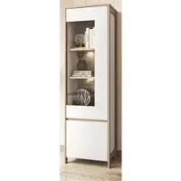 Furn.Design Vitrine in weiß und Eiche Vitrinenschrank skandinavisch 58 x 195 cm, Soft-Close | Gr.: onesize
