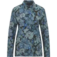 Goldner Kurzgröße: Langarmshirt mit Blumen in blau / gemustert | Gr.: 25