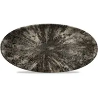 Churchill Livingstone Stone Quartz Black Chefs Platte Oval 35 x 17.5cm