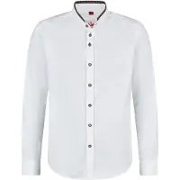 Spieth & Wensky Trachtenhemd "Hemd Köst", Herren, Gr. 41/42, N-Gr, weiß (weiß, braun), Obermaterial: 100% Baumwolle CO., uni, regular fit, Hemden Trachtenhemd, mit Slim-Fit Passform