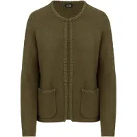 Goldner Strickjacke "Kurzgröße Strickcardigan mit Häkchenverschluss", Damen, Gr. 19, khaki, Modern, gerade, Rundhals, Gerade, Strickjacken Strickjacke, Kanten mit Zierstick aus Strickband
