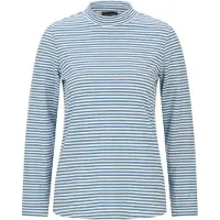 Goldner Kurzgröße: Ringelshirt mit Stehkragen in blau / cremeweiß / geringelt | Gr.: 25