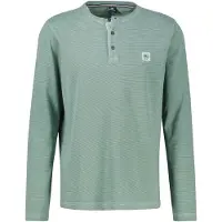 Lerros Langarmshirt "Herren Langarm-Serafino", Herren, Gr. L, grün (misty blau), 100% Baumwolle, Rundhals, Shirts Langarmshirt