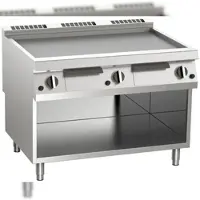 Kbs Gastrotechnik Gas-Grillplatte glatt aus Edelstahl 18kW mit 3 Heizzonen offener Unterbau