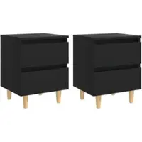 Décoshop26 - Set aus 2 Nachttischen mit je zwei Schubladen 40 x 35 x 50 cm schwarzes Holzwerkstoff DEC035958