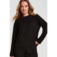 Hunkemoller Schlafshirt Langarm Jersey Schwarz
