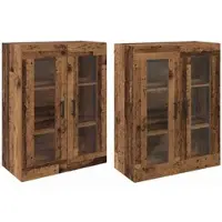 Helloshop26 - Set aus 2 praktischen Wandschränken im modernen Stil 69,5 x 34 x 90 cm Holzwerkstoff Antik-Holzoptik 02_0056067