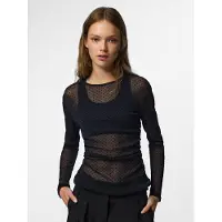 Pieces Langarmshirt "PCBOBO LS MESH ROUCHING TOP JRS NOOS" Kunstfaser, transparente Meshqualität