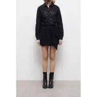 The Kooples Short Elasticated Skirt With English Embroidery Black Größe: 38 | Miniröcke Outlet | Damen | Schwarz