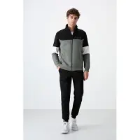 Tommy Life Herren-Farbblockiertes Zip-Sweatshirt- und Hosen-Set