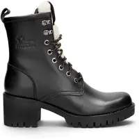 Panama jack Wasserdichte warme Schnürstiefel mit Absatz aus schwarzem Leder für Damen - Tibi B1