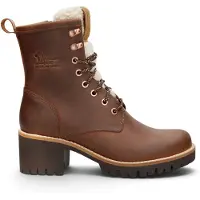 Panama jack Wasserdichte warme Schnürstiefel mit Absatz aus braunem Leder für Damen - Tibi B2