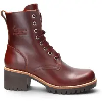 Panama jack Wasserdichte warme Schnürstiefel aus bordeauxrotem Leder für Damen - Padma B25
