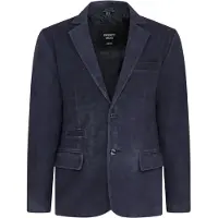Infinity Leather Herren italienische Marine-Wildlederblazerjacke – Hohl