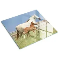 Tulup GLASPLATTE 60x52 cm Stute mit Fohlen