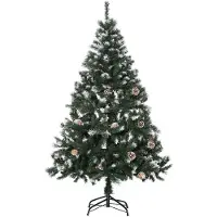 HOMCOM KÜNSTLICHER-WEIHNACHTSBAUM, 150 cm Christbaum mit Kunstschnee, Indoor