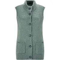 Goldner Strickjacke "Strickweste mit Knopfleiste" aufgesetze Taschen